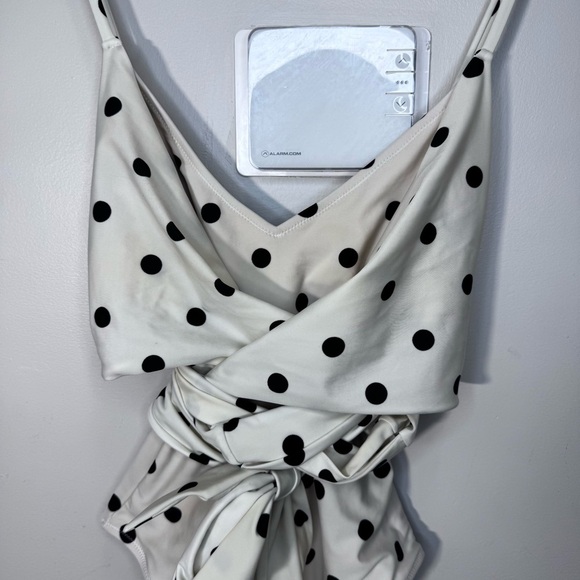 Old Navy Cream Polka Dot Wrap-Front Swimsuit Size Large - Picture 4 of 12